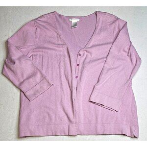 Worthington Lavender Cardigan Sweater XL Womens Button-Down Cotton Acrylic Blend